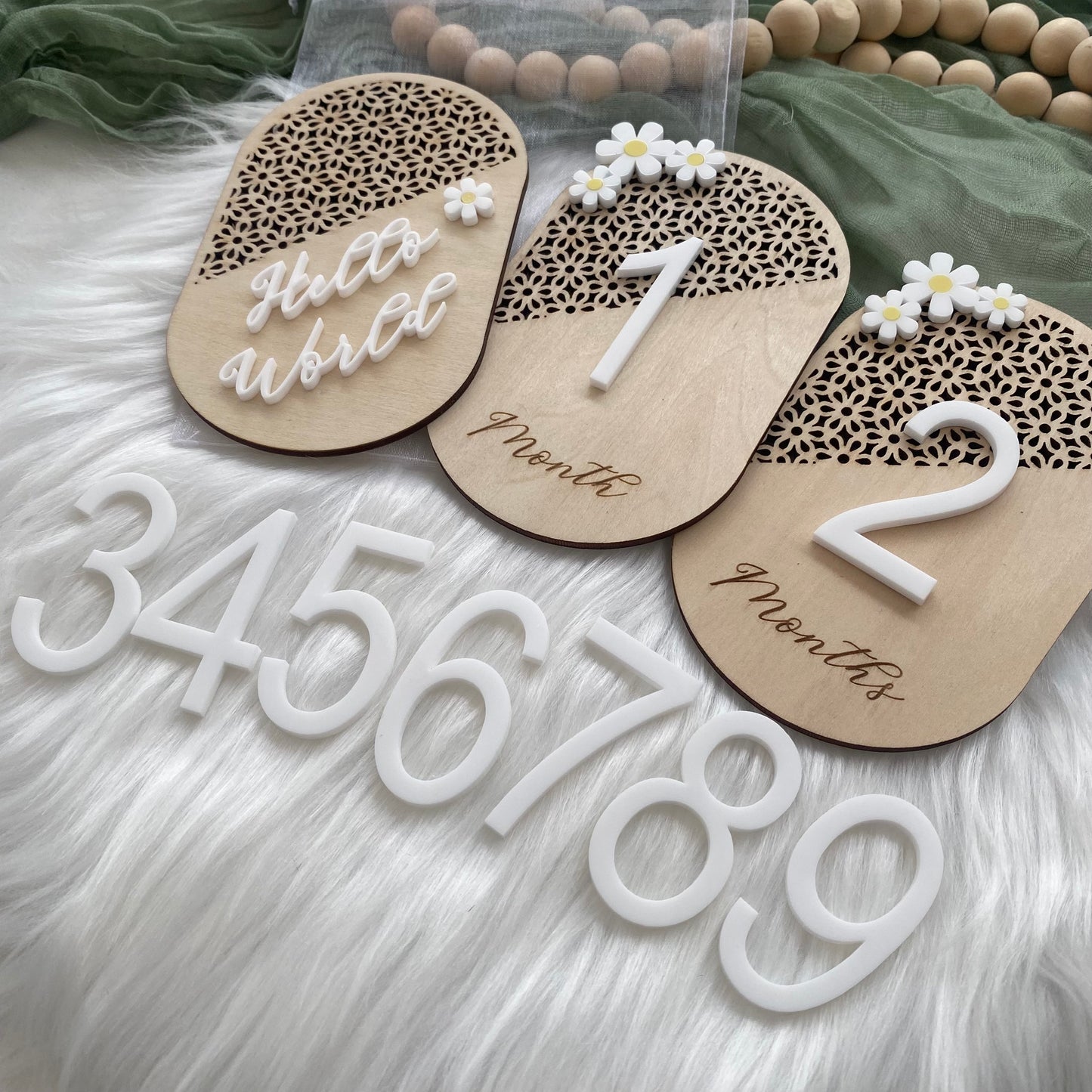 Wooden Baby Milestone Gift Set