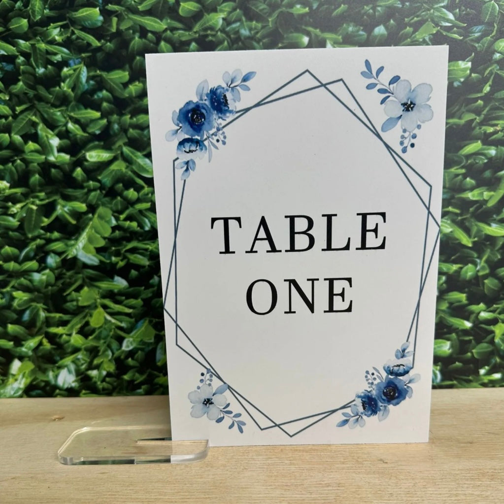 Blue Floral Table Number