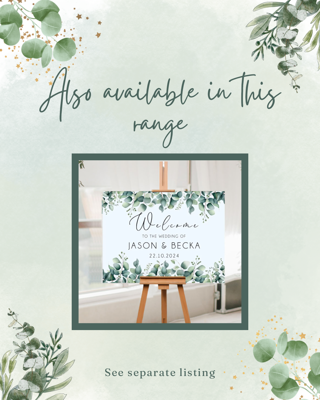 Eucalyptus design personalised wedding welcome sign