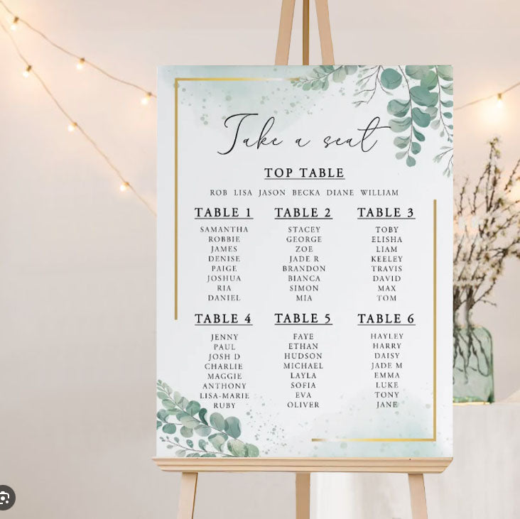 eucalyptus wedding seating plan