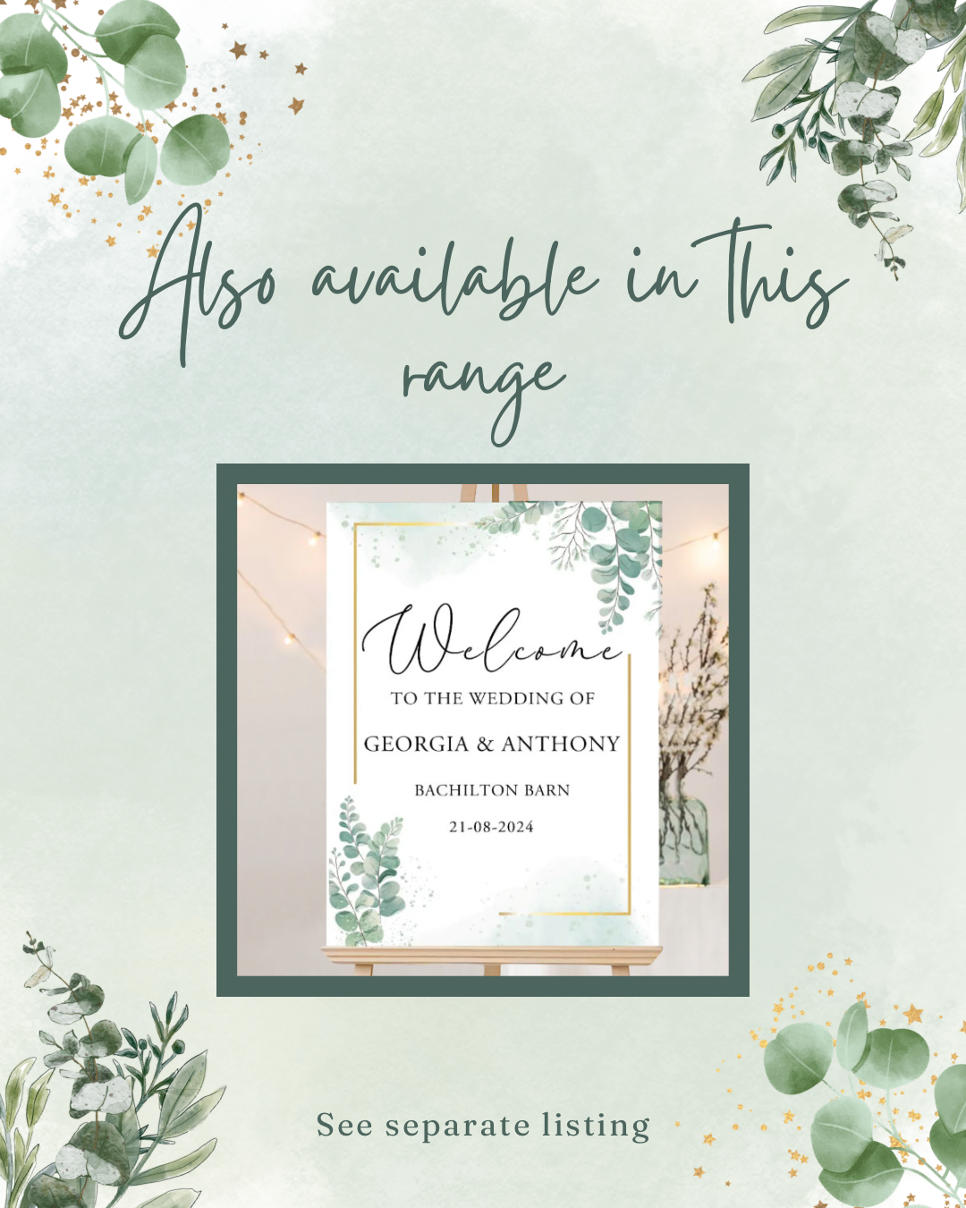 Deluxe eucalyptus wedding welcome sign 