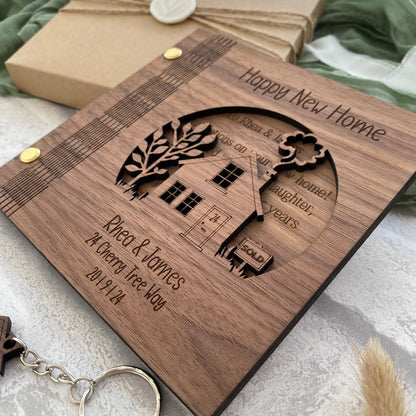 Personalised engraved house warming card and keyring