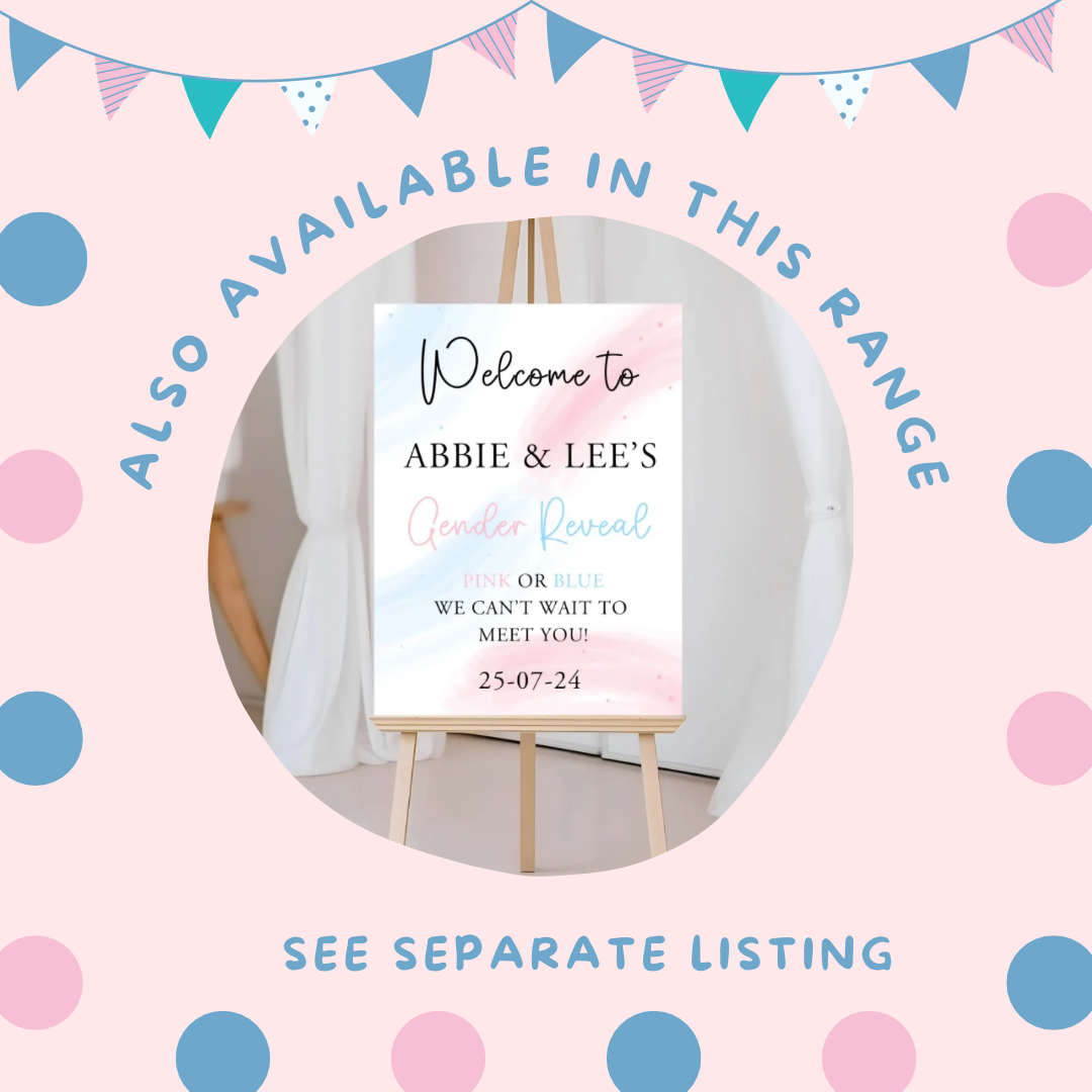 Gender reveal party decoration welcome sign