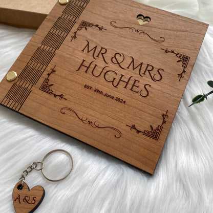 Personalised Wooden Wedding Card and Keyring