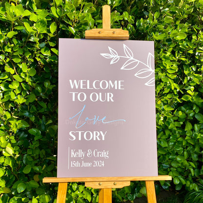 Modern botanical wedding welcome sign 