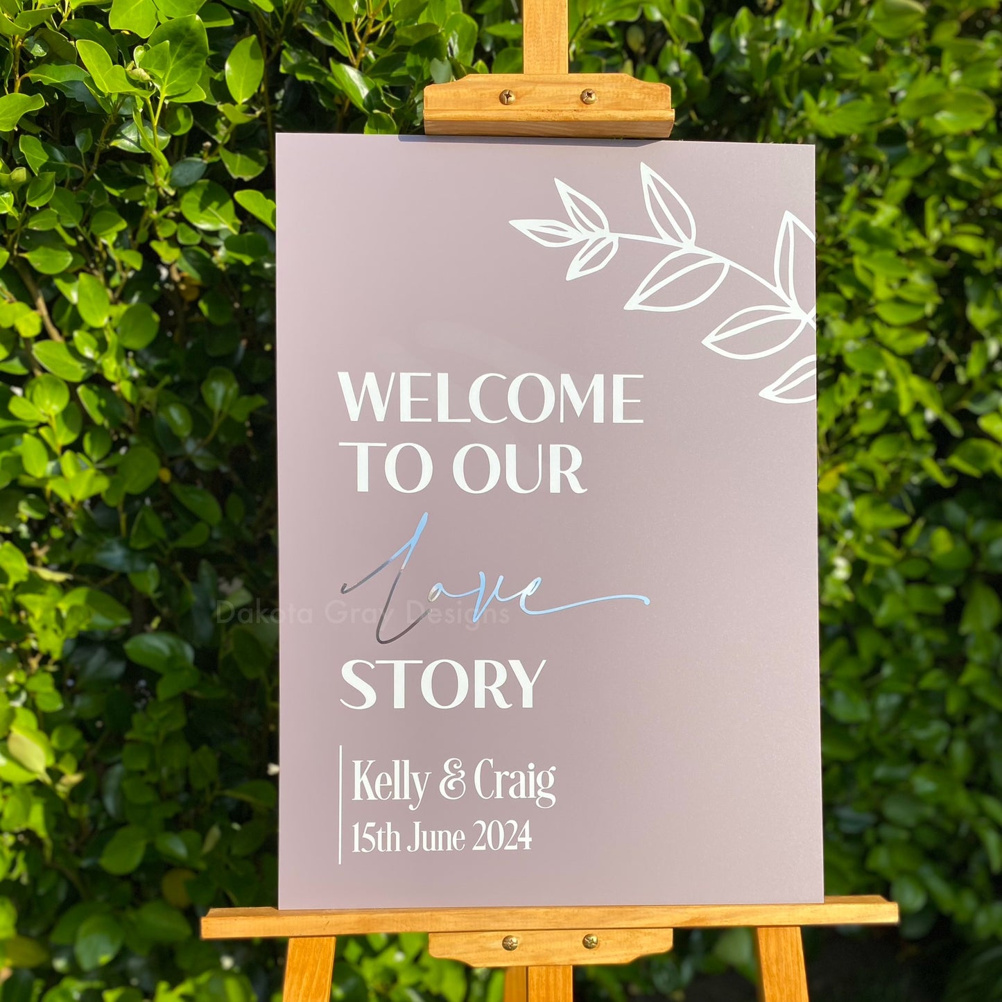 Personalised love story wedding sign 