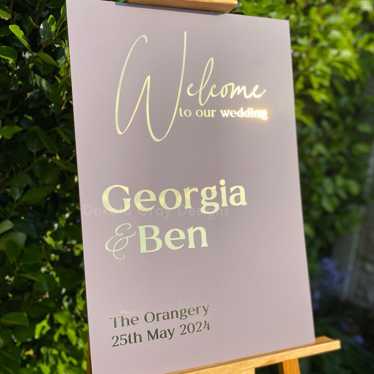 Matt acrylic personalised wedding welcome sign 