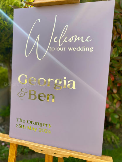 Acrylic wedding reception sign