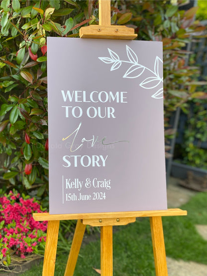 Unique personalised wedding welcome board