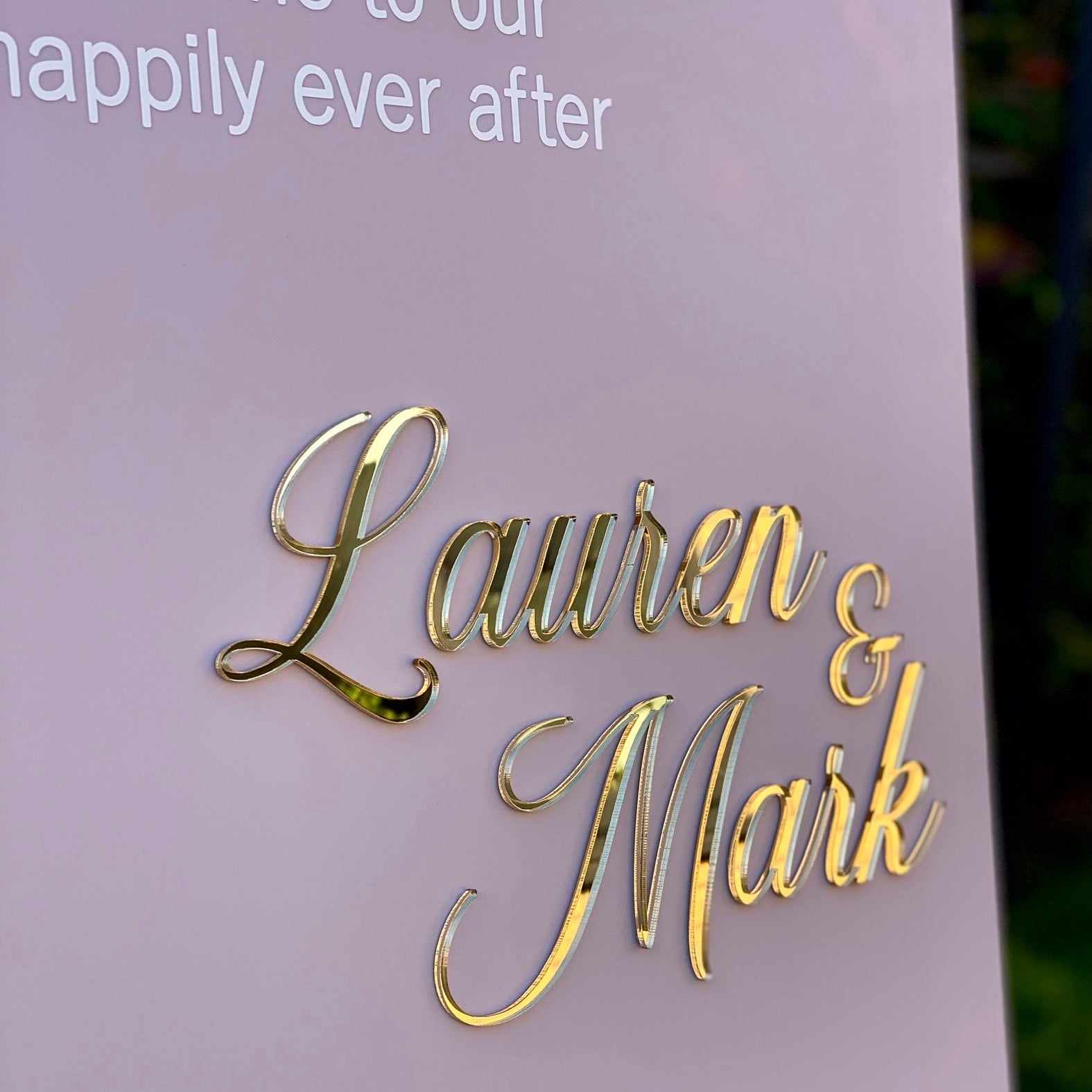 Gold mirror wedding welcome sign