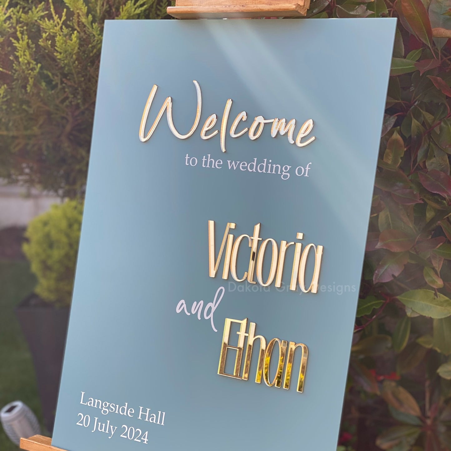 Gold mirror acrylic welcome sign