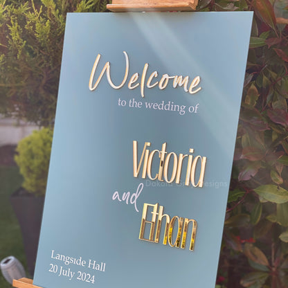 Gold mirror acrylic welcome sign