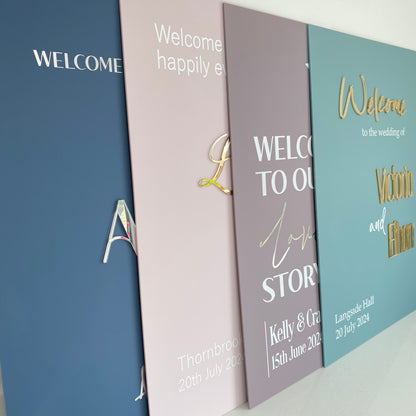 Personalised acrylic wedding welcome signage