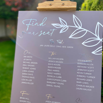 Find you seat wedding reception Acrylic seating plan