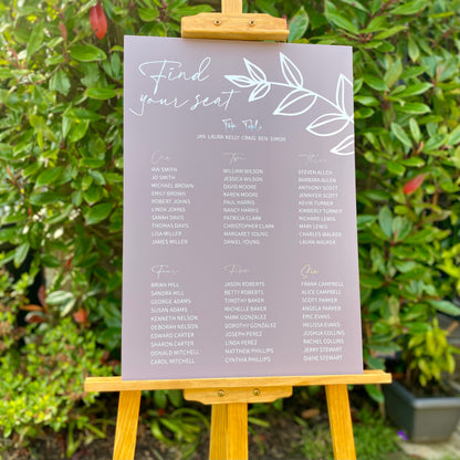 Acrylic wedding reception table plan