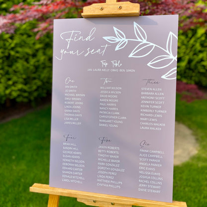 Matt acrylic wedding seating plan