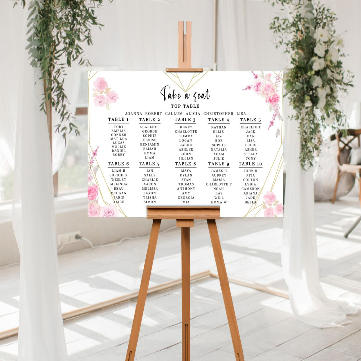 Modern wedding decorations - Seating chart sign 