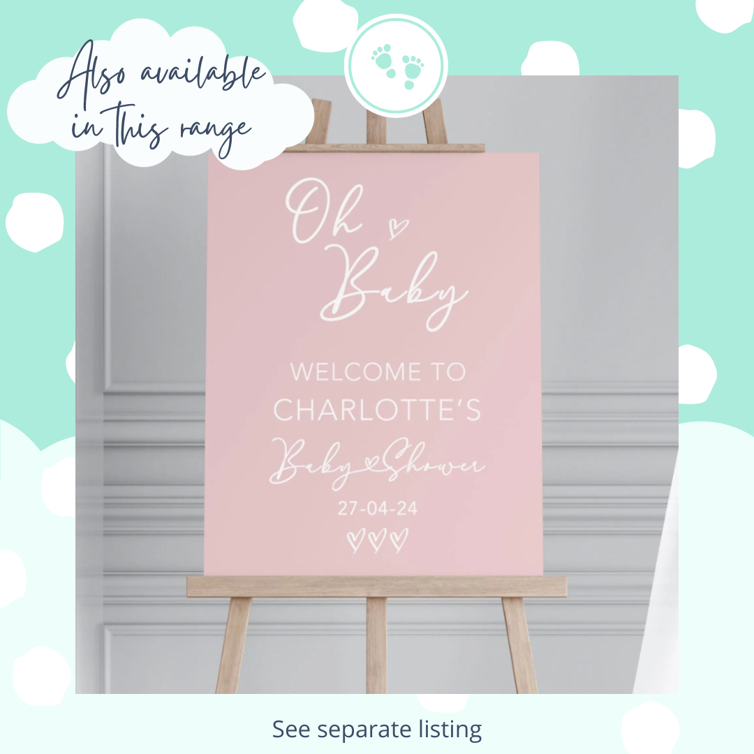 Pink personalised baby shower sign 