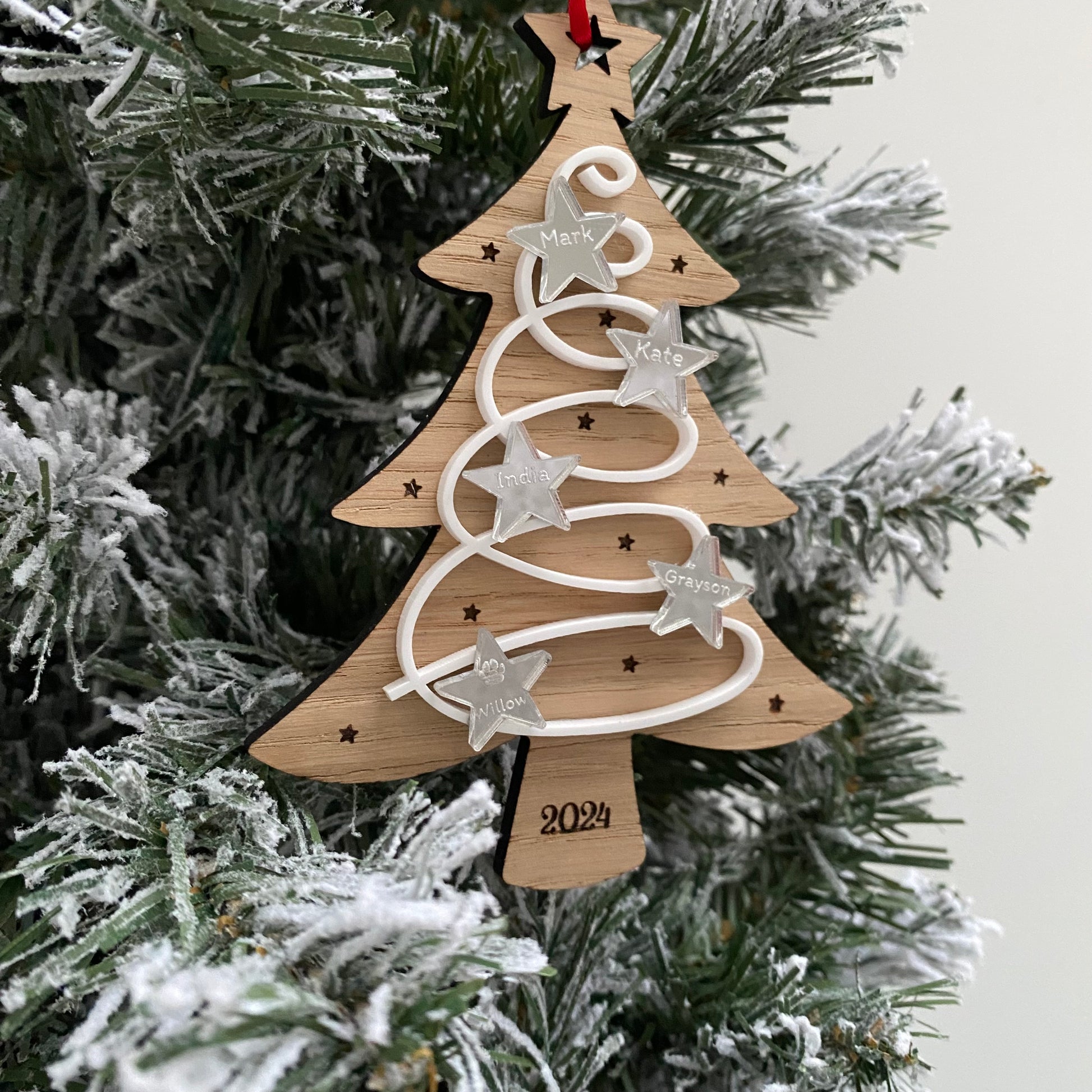 Personalised family tree christmas decoration