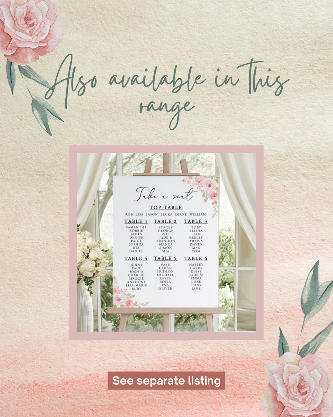 Pink rose theme wedding - Seating chart sign 