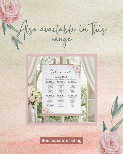 Pink rose theme wedding - Seating chart sign 