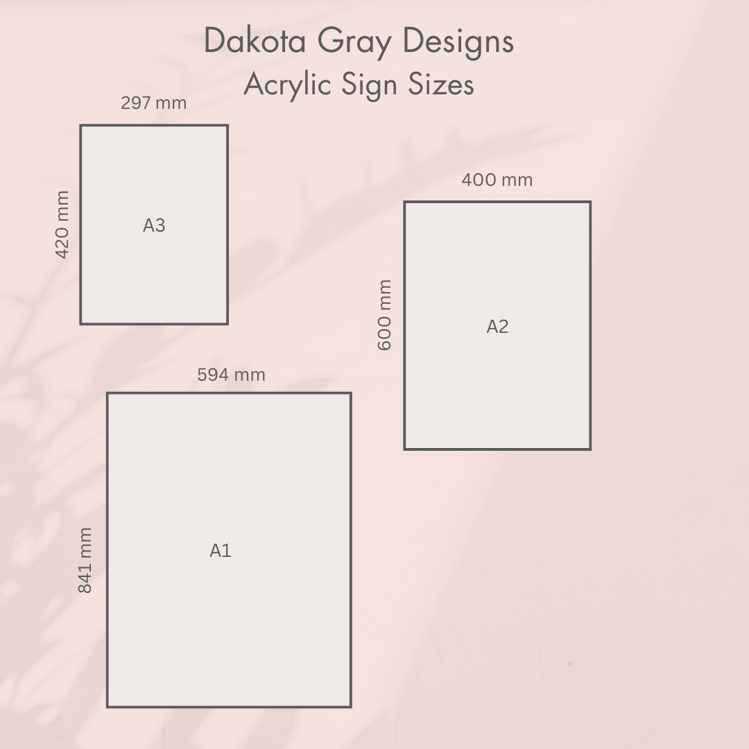 Acrylic sign size guide