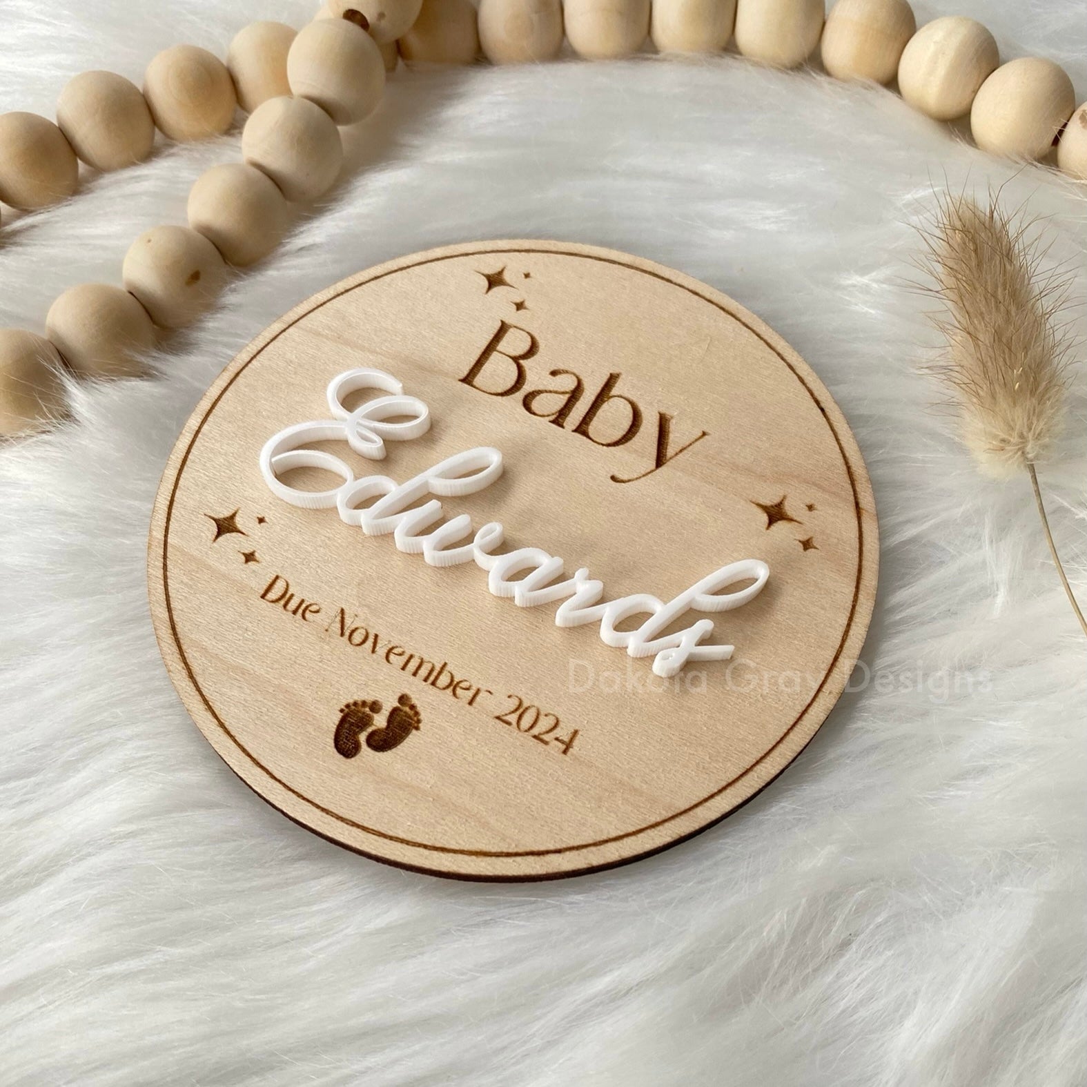 Personalised engraved and acrylic pregnancy announcement plaque