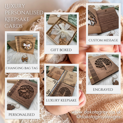 Personalised wooden engraved greetings cards