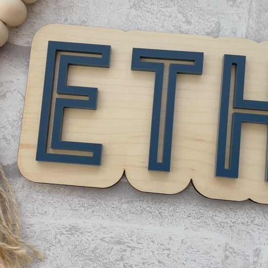 Personalised acrylic and wood name plaque