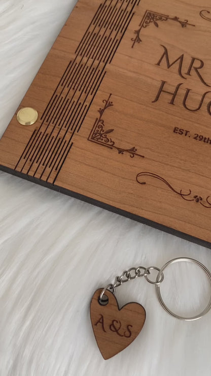 Personalised Wooden Wedding Card and Keyring